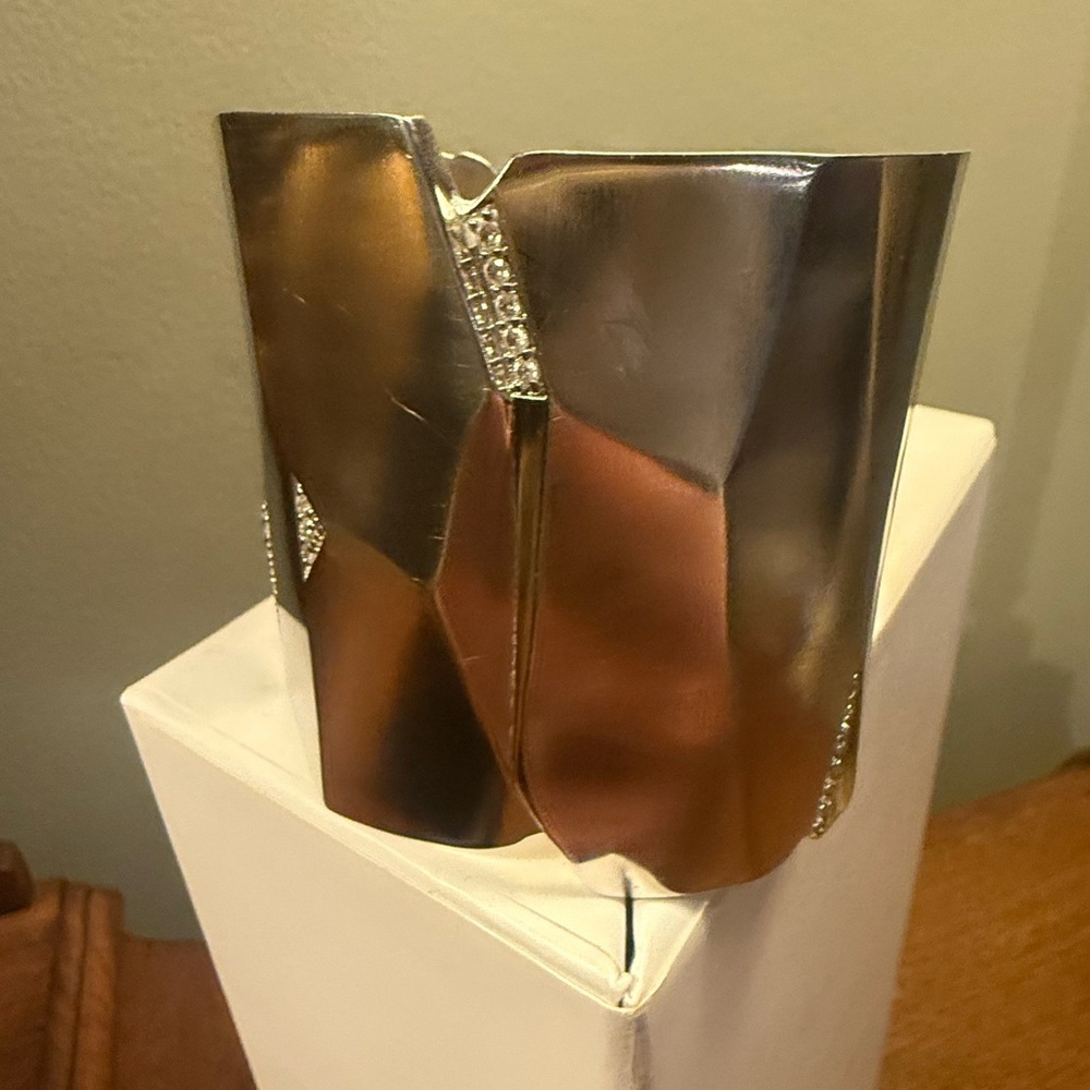 Kendra Scott Constance Silver Geometric Cuff Bracelet Rhodium Plated Brass/CZ - Picture 5 of 13